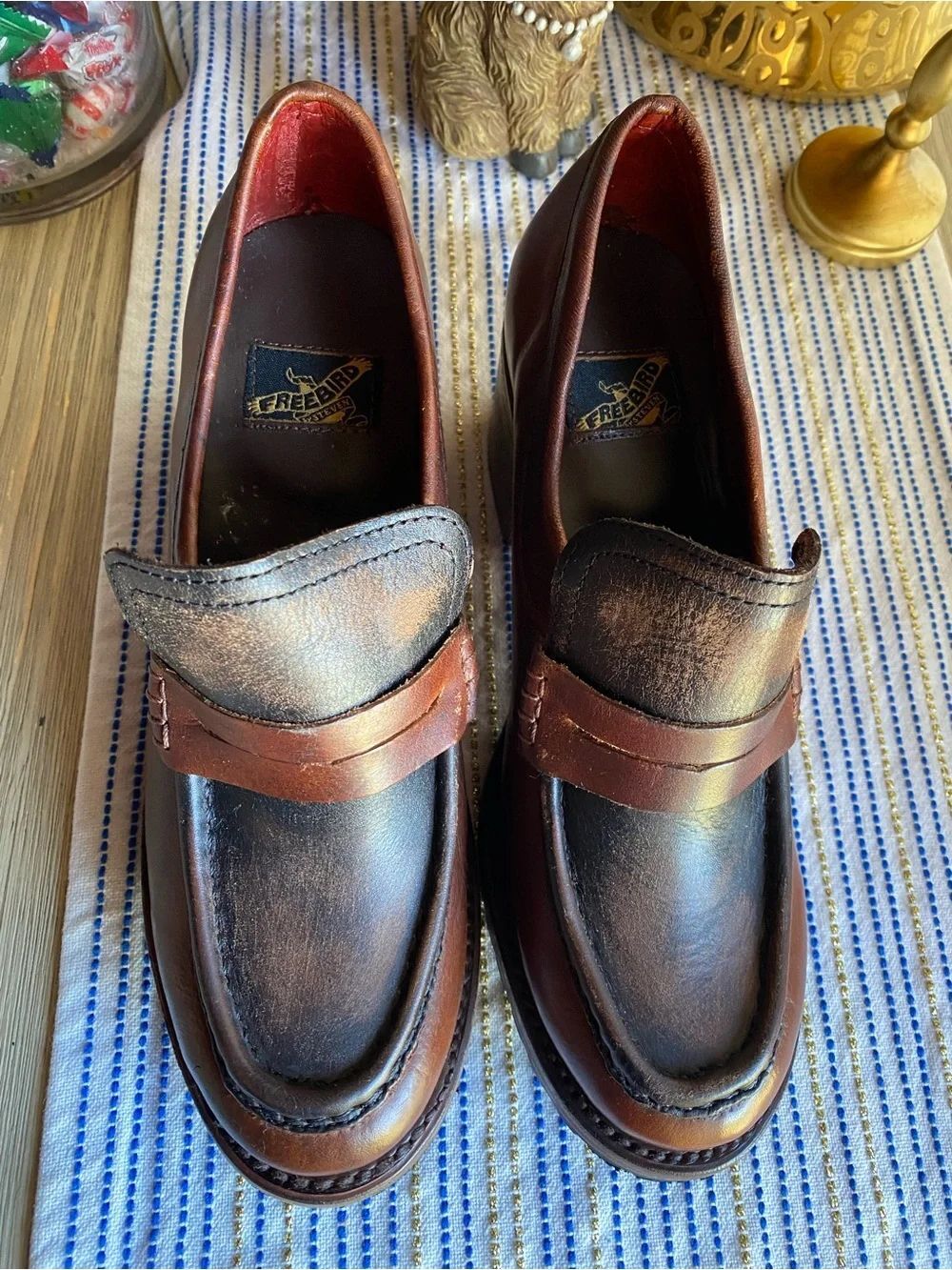 Freebird By Steven Bristol Brown Leather High Heel Loafers Shoes Size 8
